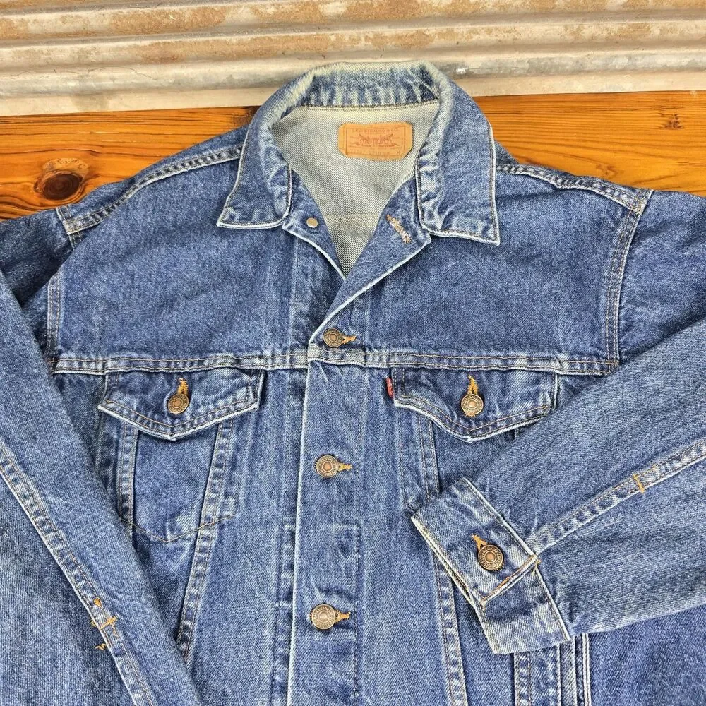 Vtg 70s 80s Levi's Denim Trucker Jacket USA Mens Medium Dark Wash 70507 0218